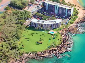 Maui vacation rental condominiums - Arial view of Kihei Surfside with keawakapu beach